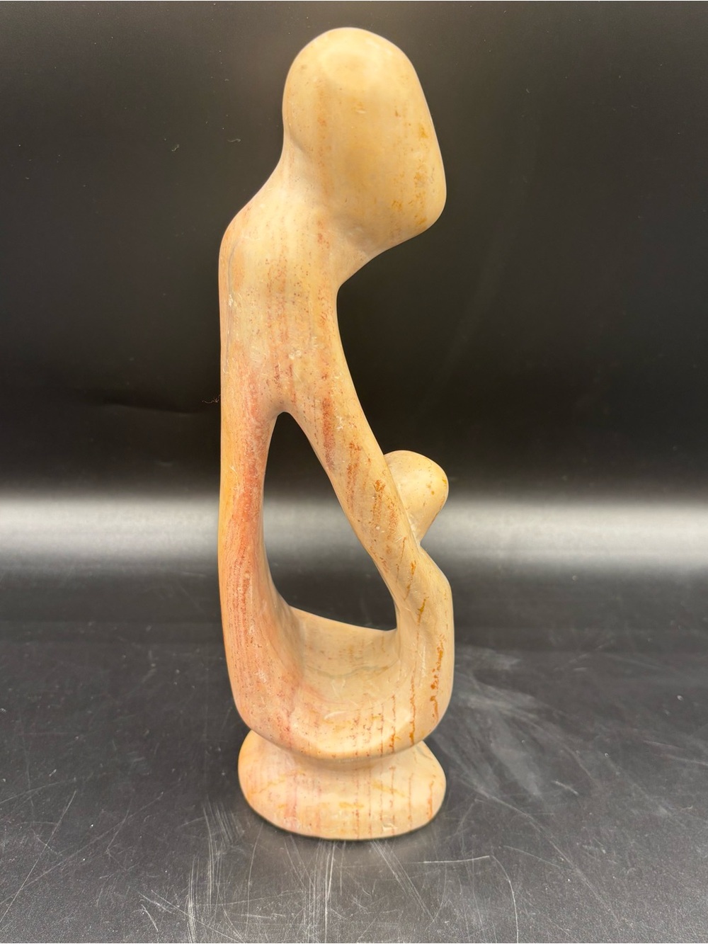 Soapstone Figurine Abstract Mother/Father Child Kenya Art Statue 9 1/2” Tall